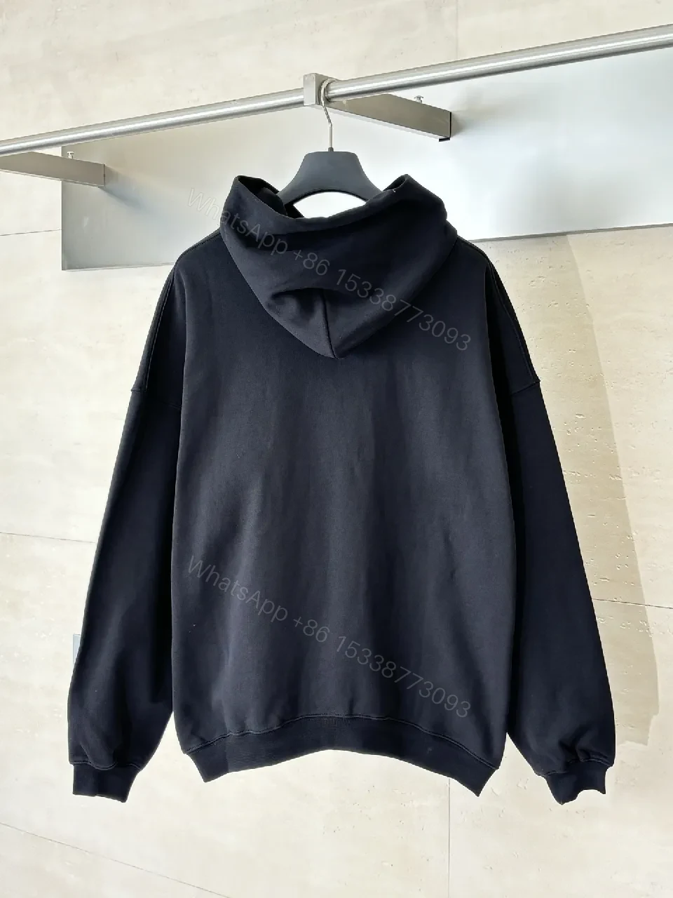 View 4 of Oversized Logo Hoodie: Signature Bold Typography, Black Hoodie