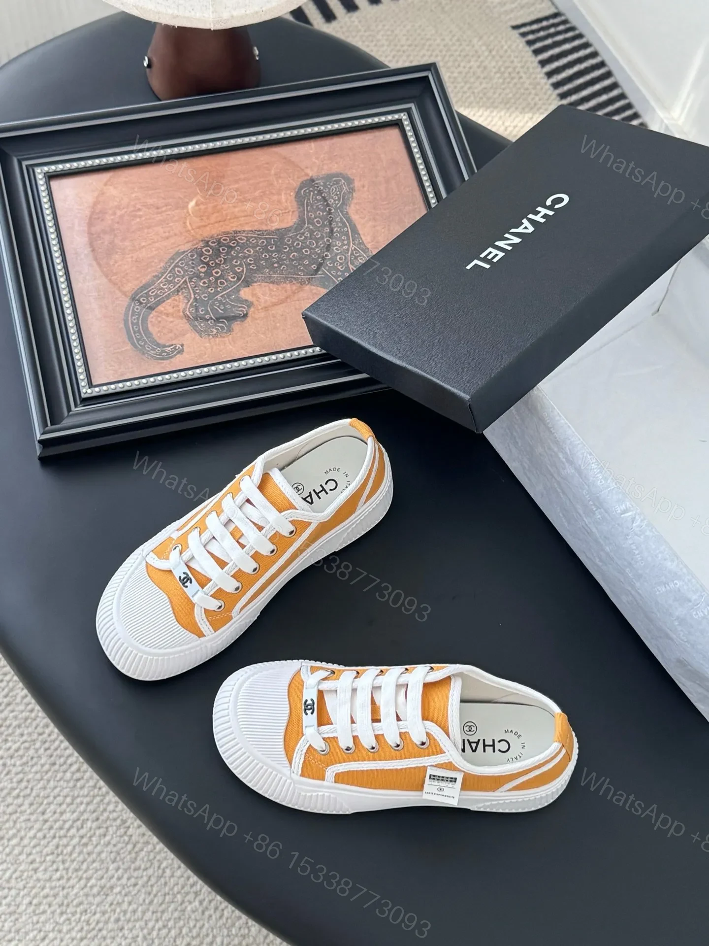 View 6 of Chanel Women Yellow Canvas And Rubber Sneakers