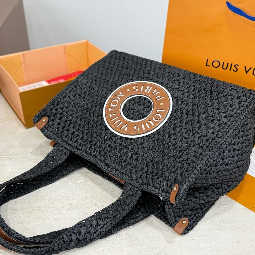 View 3 of Louis Vuitton Onthego MM Raffia Black 37Cm