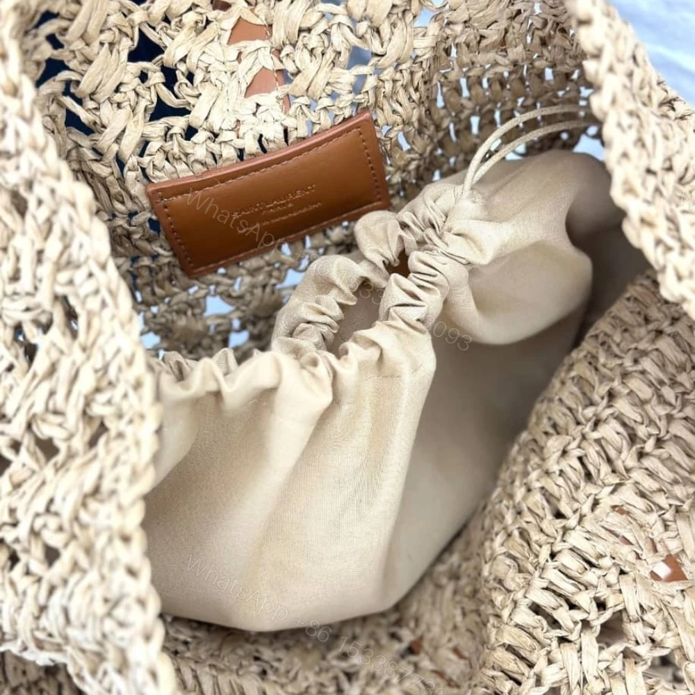 View 6 of Saint Laurent Panier Raffia Natural Brown 39Cm 688221 GAAAC 2080