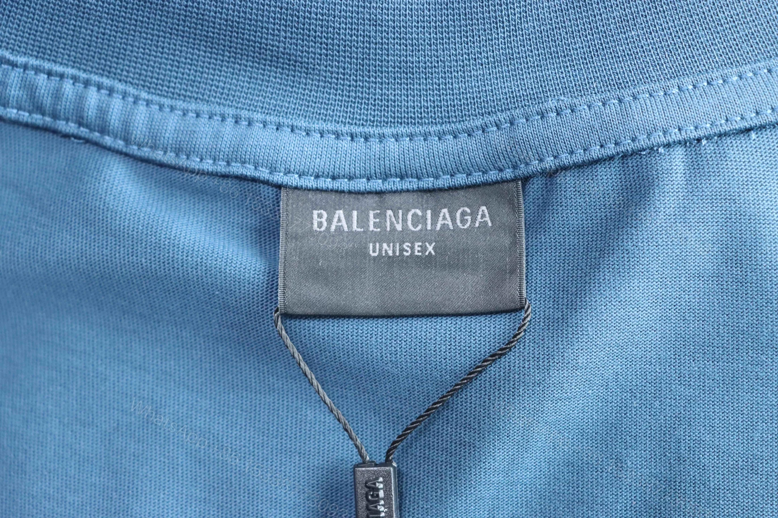 View 5 of Balenciaga Clothes 25SS Grain Wheat Embroidered Short Sleeve T-shirt blue