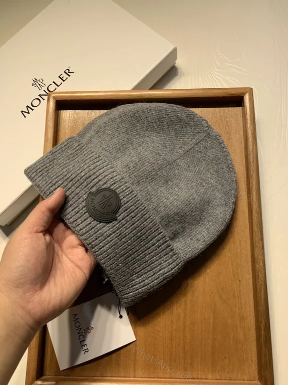View 9 of Gray Moncler Beanie - Knit Warmth, Subtle Luxury Brand