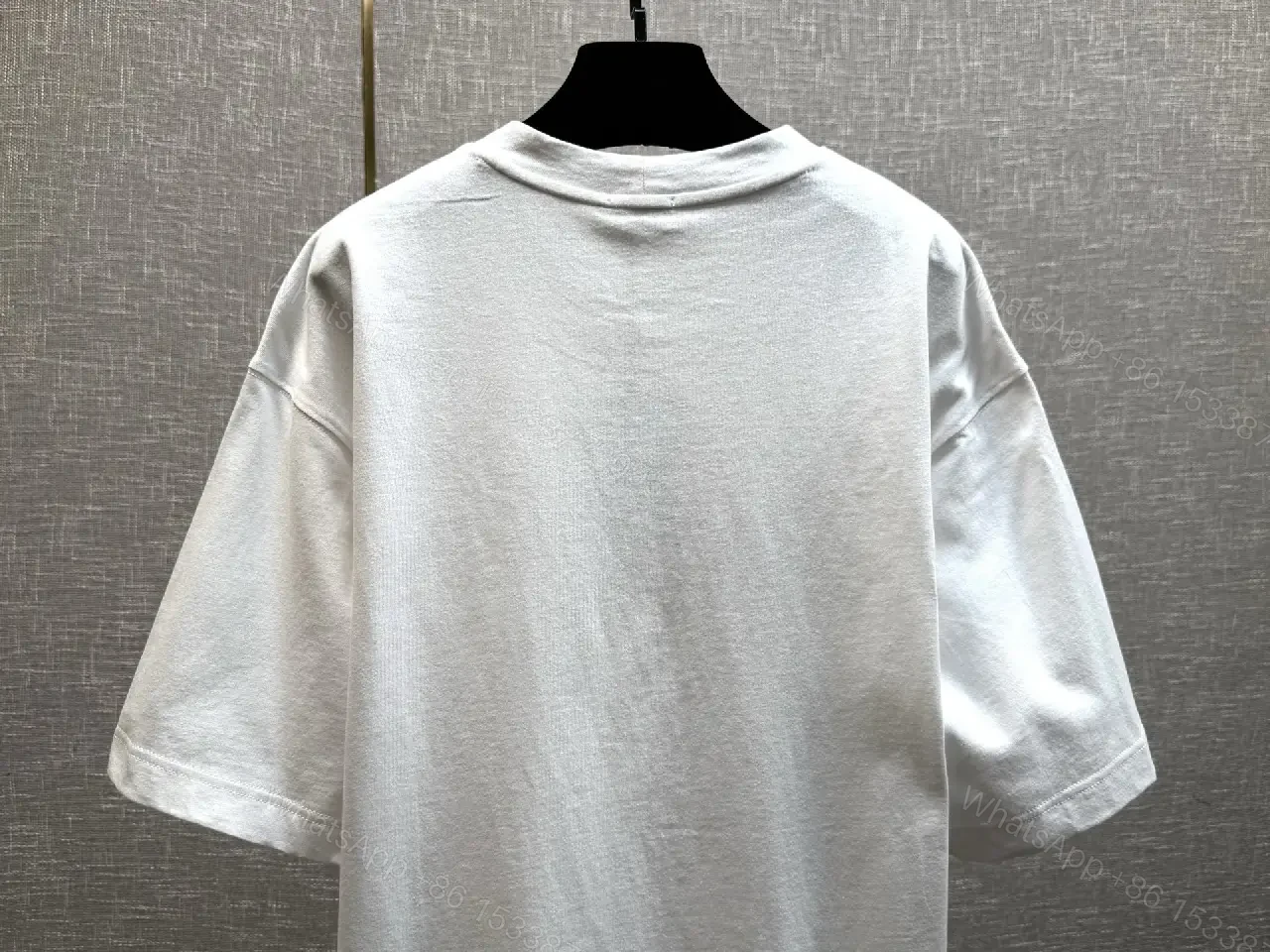 View 3 of Bright White Cotton-Blend Tee with Subtle CELINE Paris Logo