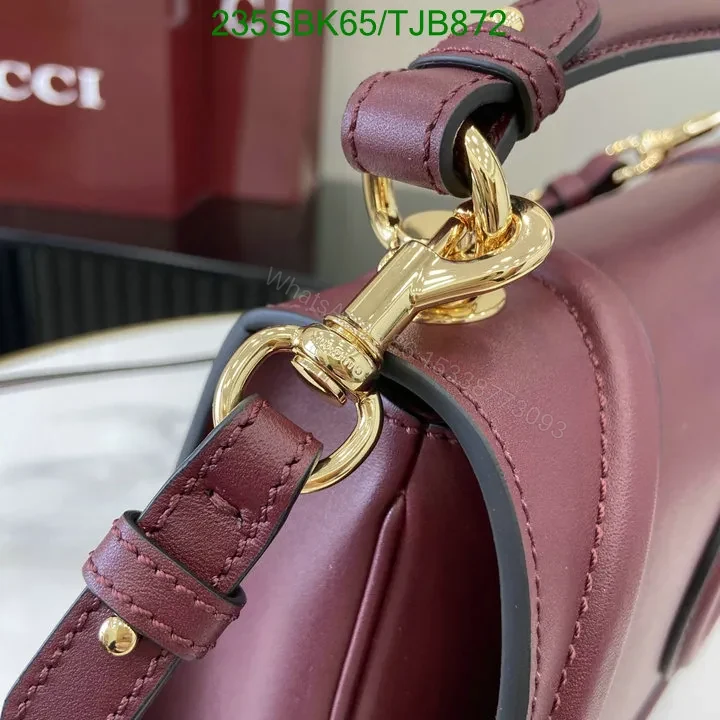 View 7 of Gucci Red Smooth Leather Small Top Handle Bag 88878