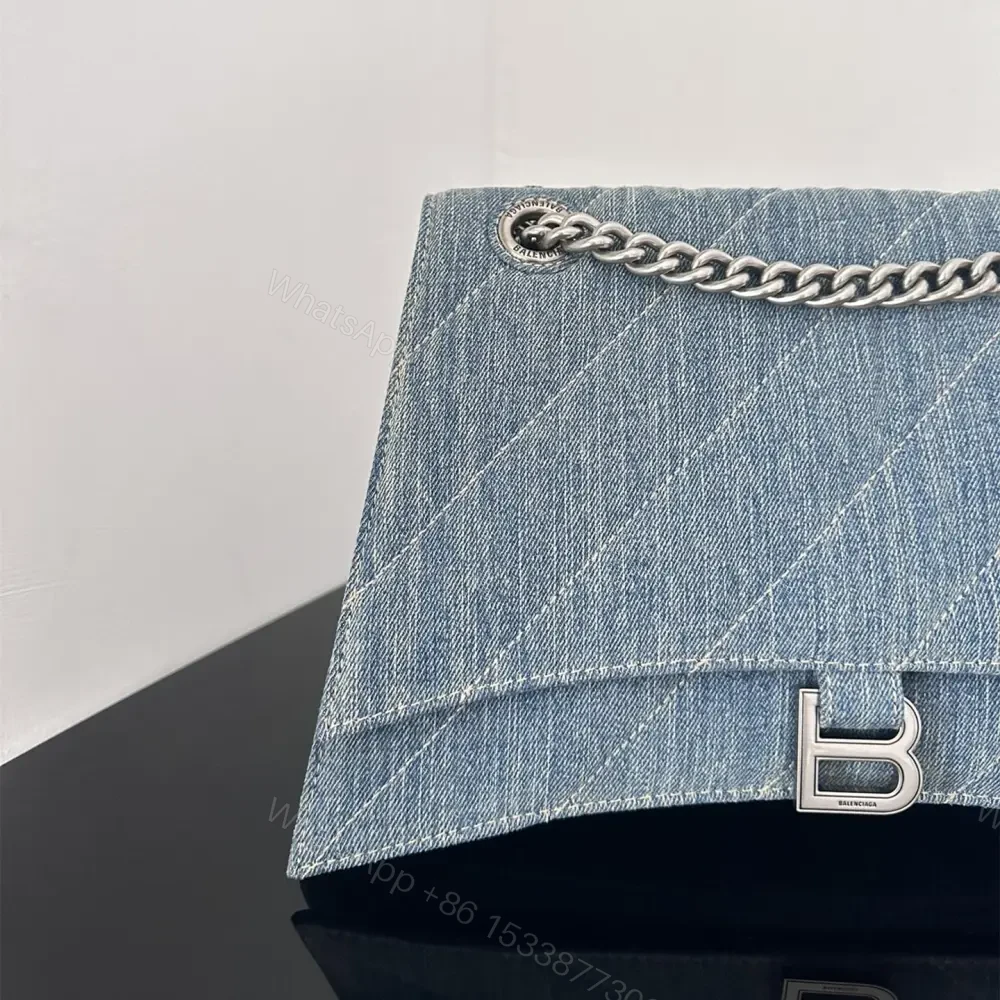View 3 of 高仿Balenciaga*Crush系列沙漏包牛仔藍S