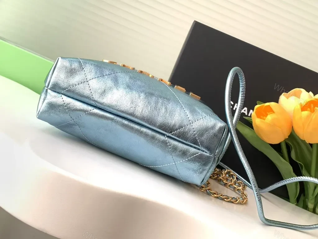 View 6 of Chanel-Inspired Metallic Quilted Chain Bag