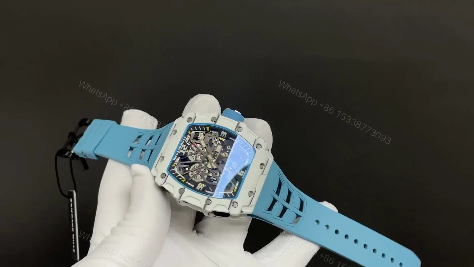 View 6 of Replica Richard Mille RM 35-03 Rafael Nadal White Carbon Fiber Case Blue Strap