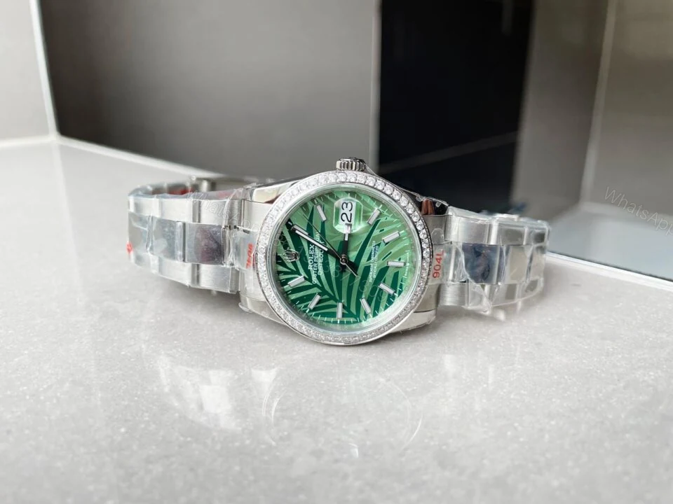 View 3 of GMF Factory 1:1 Rolex DateJust 36 SS 126284 Diamonds Bezel Best Edition New Green Dial A2824