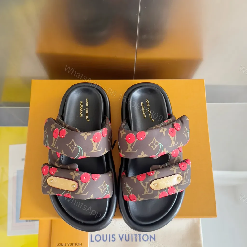 View 7 of Bold Cherry Pattern Slides: Luxe Comfort Sandals