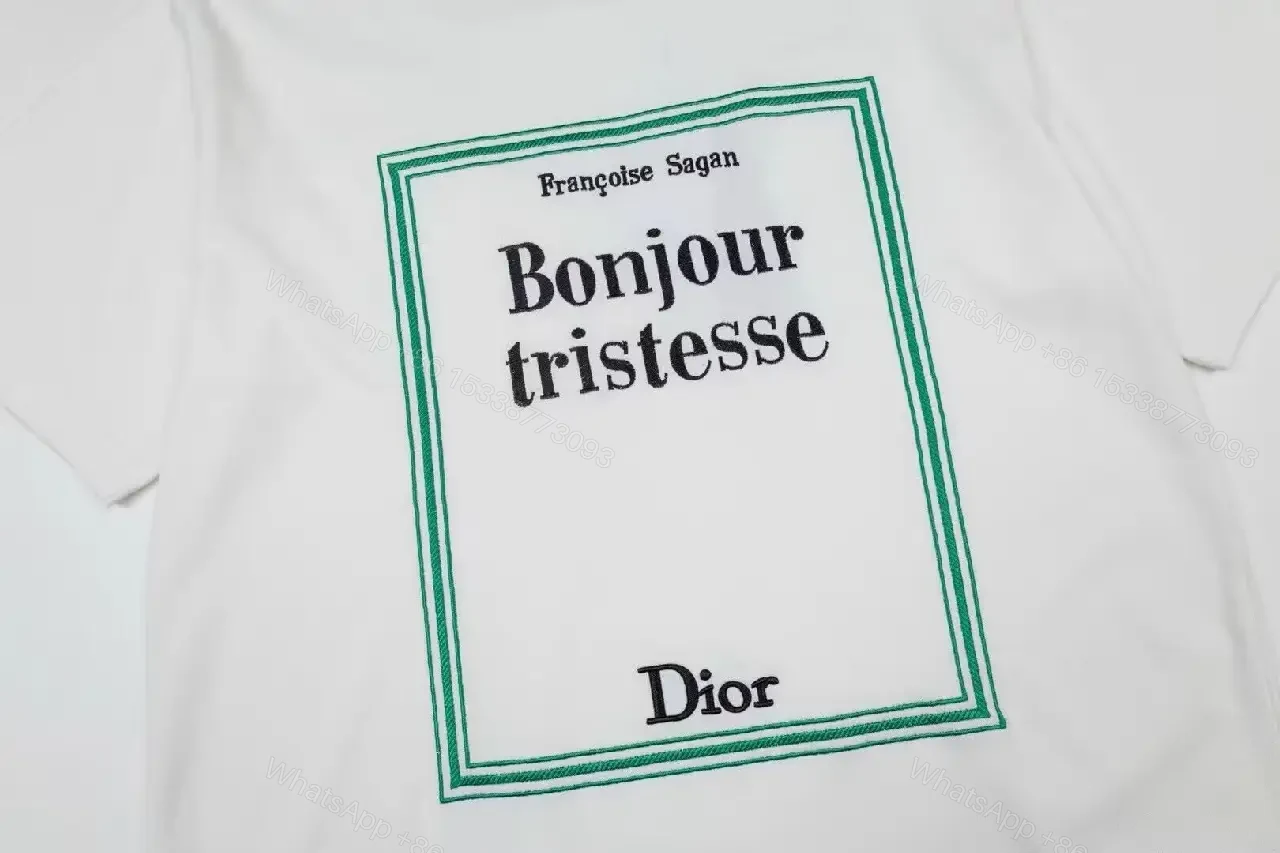 View 4 of Bonjour Tristesse Tee: Designer-Inspired Graphic, White, Boxy Fit