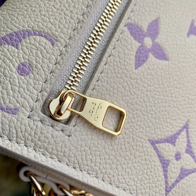 View 2 of Lavender LV-Accent Canvas Mini Bag with Chain Strap