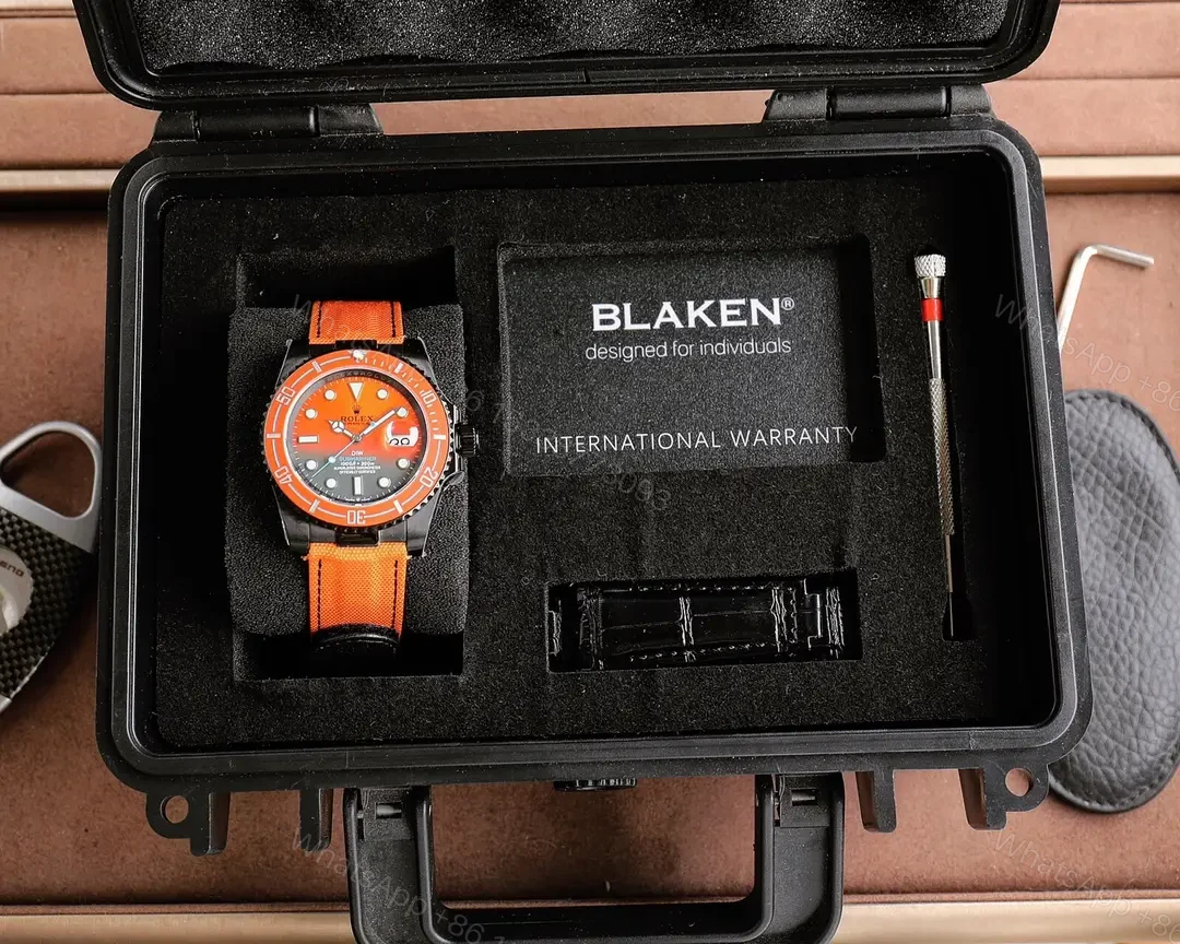 View 9 of Best Rolex DIW Submariner Orangereplica 4oMM Orange Velcro Strap Edition RG-DIW-SUB-ORANGE-VELCRO-40