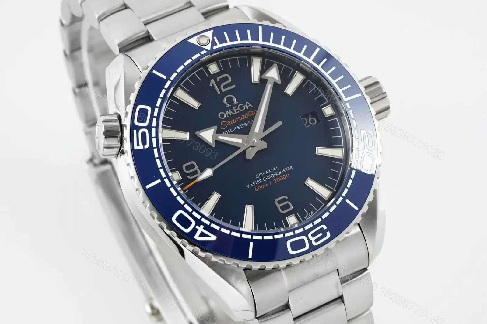 View 2 of Omega Seamaster Planet Ocean 600M Diver’s Watch Quarter Orange Blue Dial Stainless Steel Bracelet 43.5mm