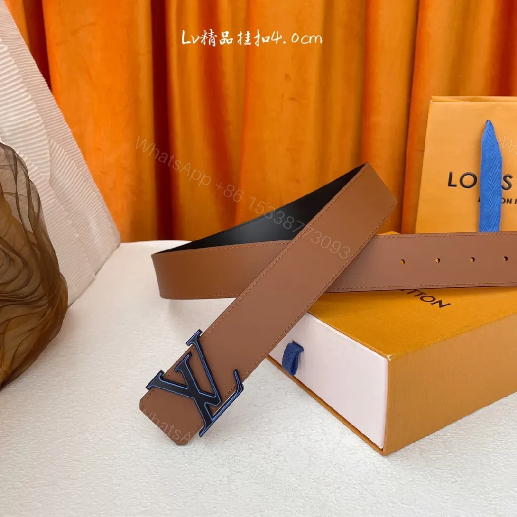 View 6 of Brown Leather Belt with LV Buckle: Timeless Luxury Belt