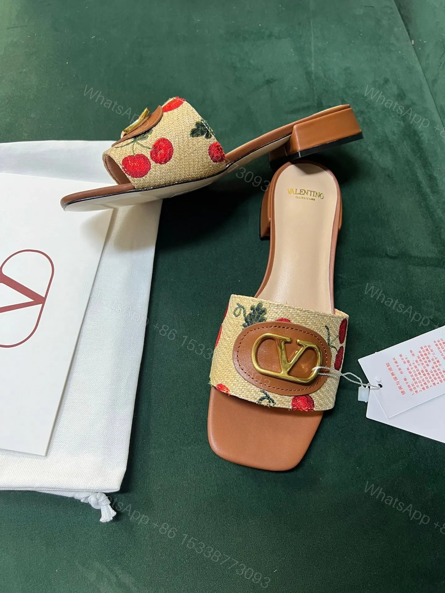 View 5 of Valentino Women Brown Leather Canvas Floral Mules