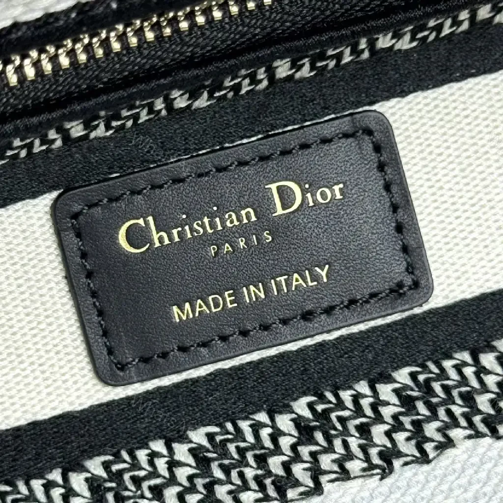 View 2 of Elegant Floral Canvas Handbag with Dior Striping