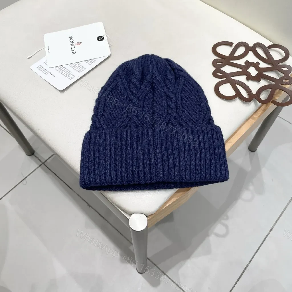 View 2 of Cozy Navy Knit Beanie with Ribbon Patch