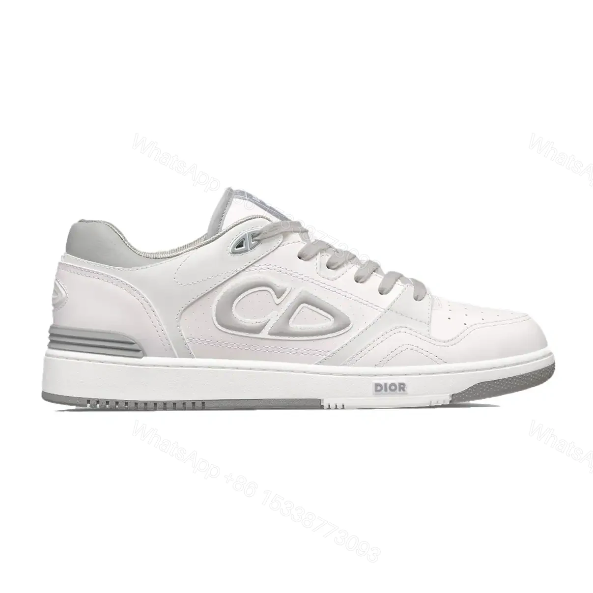 DIOR B57 DRIBBLE SNEAKERS WHITE AND GRAY SMOOTH CALFSKIN WITH WHITE SUEDE – CD218 — view 1