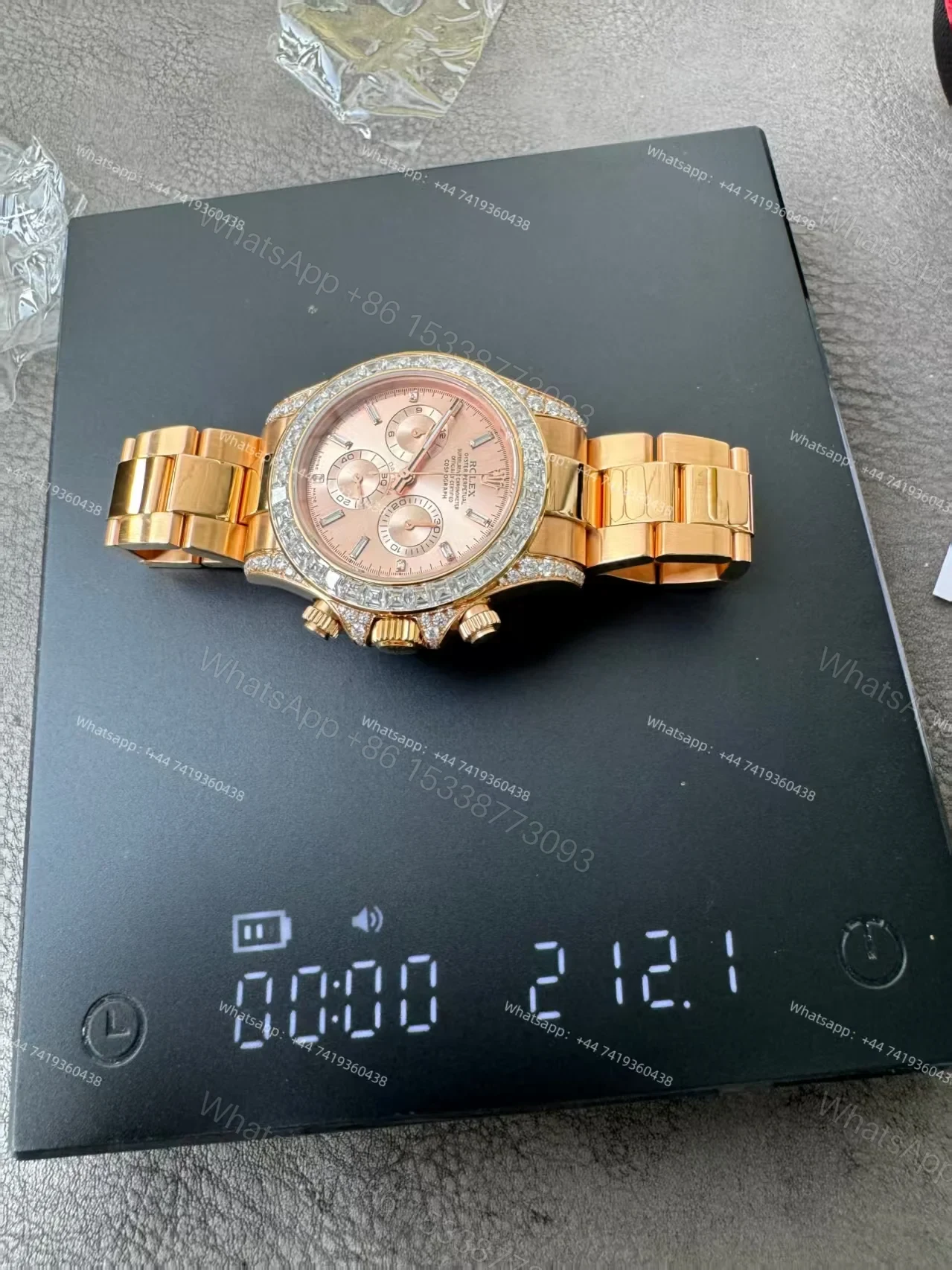 View 3 of Rolex Super Clone Daytona 126595TBR 1:1 Replica Watch – 18K Rose Gold Diamond Beze 4131 movement