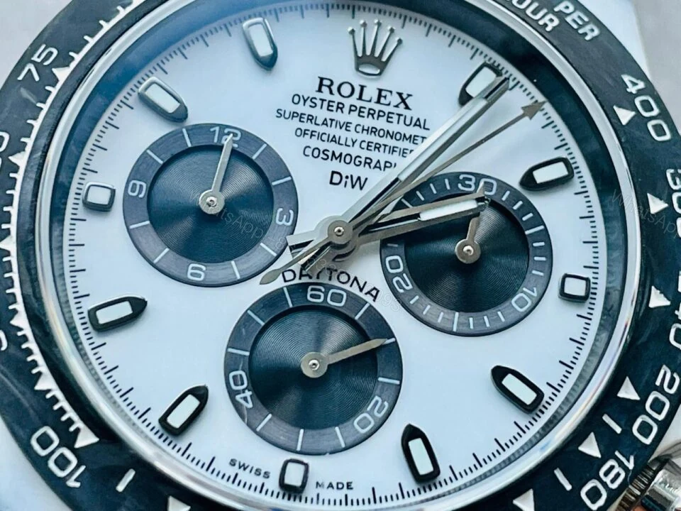 View 6 of Noob Factory 1:1 Rolex Daytona DIW PANDA White Carbon Case and Bezel Best Edition White/Black Dial SA4130 V2