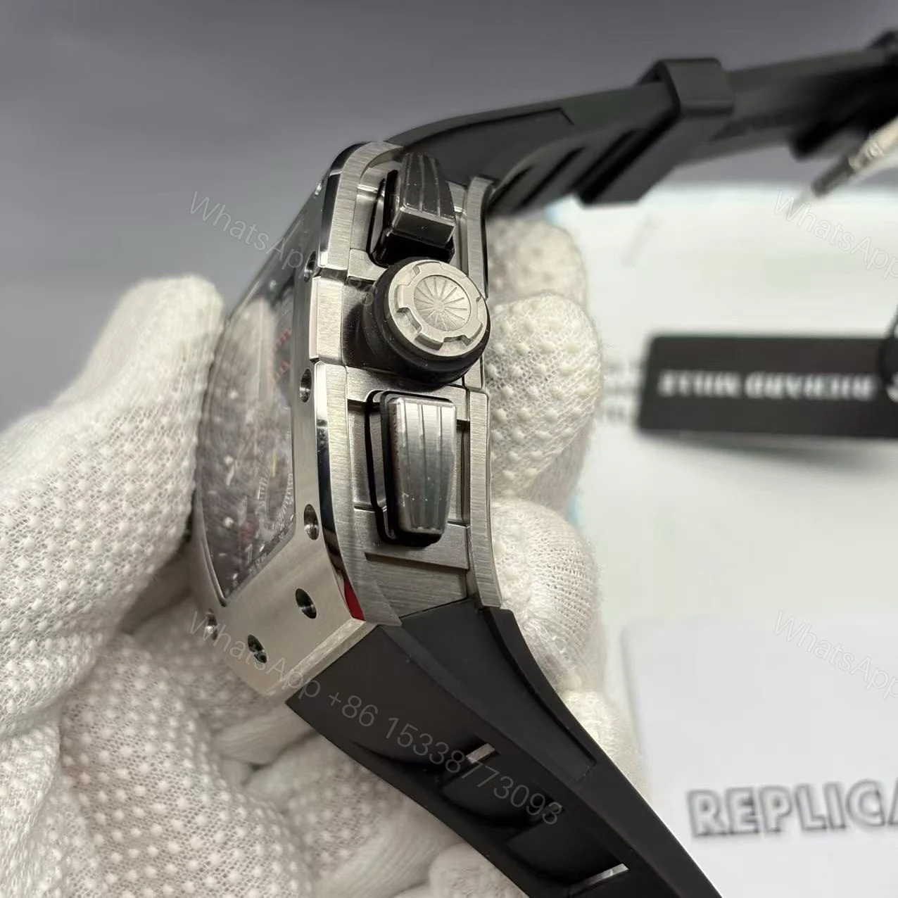 View 5 of Replica RM 011 Black Rubber Strap