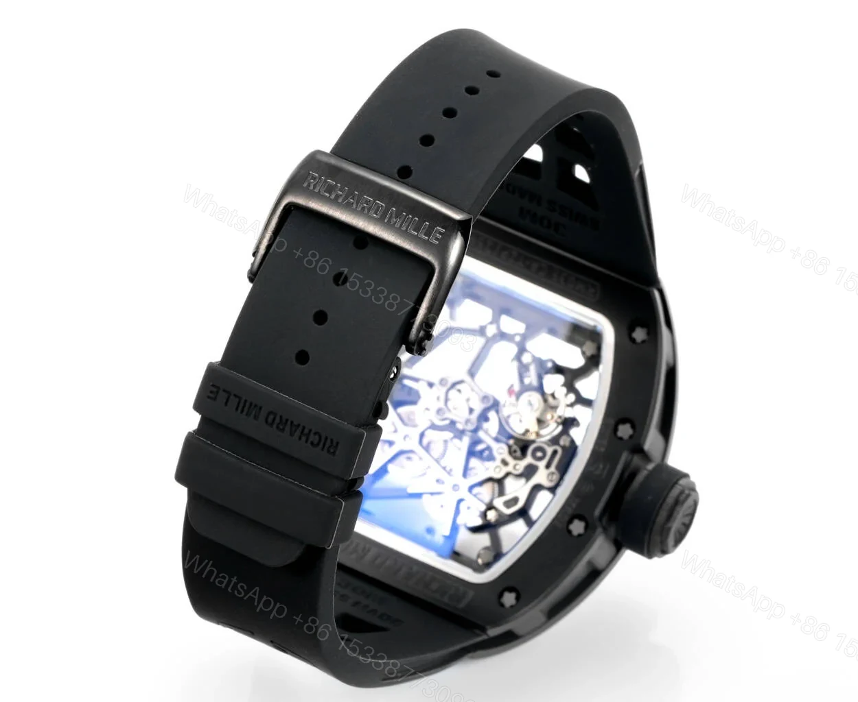 View 8 of Richard Mille RM035 Big Bull Manual Winding Skeleton Watch Black Ceramic NTPT Carbon Fiber RMUL1 Movement Velcro Strap Premium Edition RM035-BB-BLK-CF-VEL