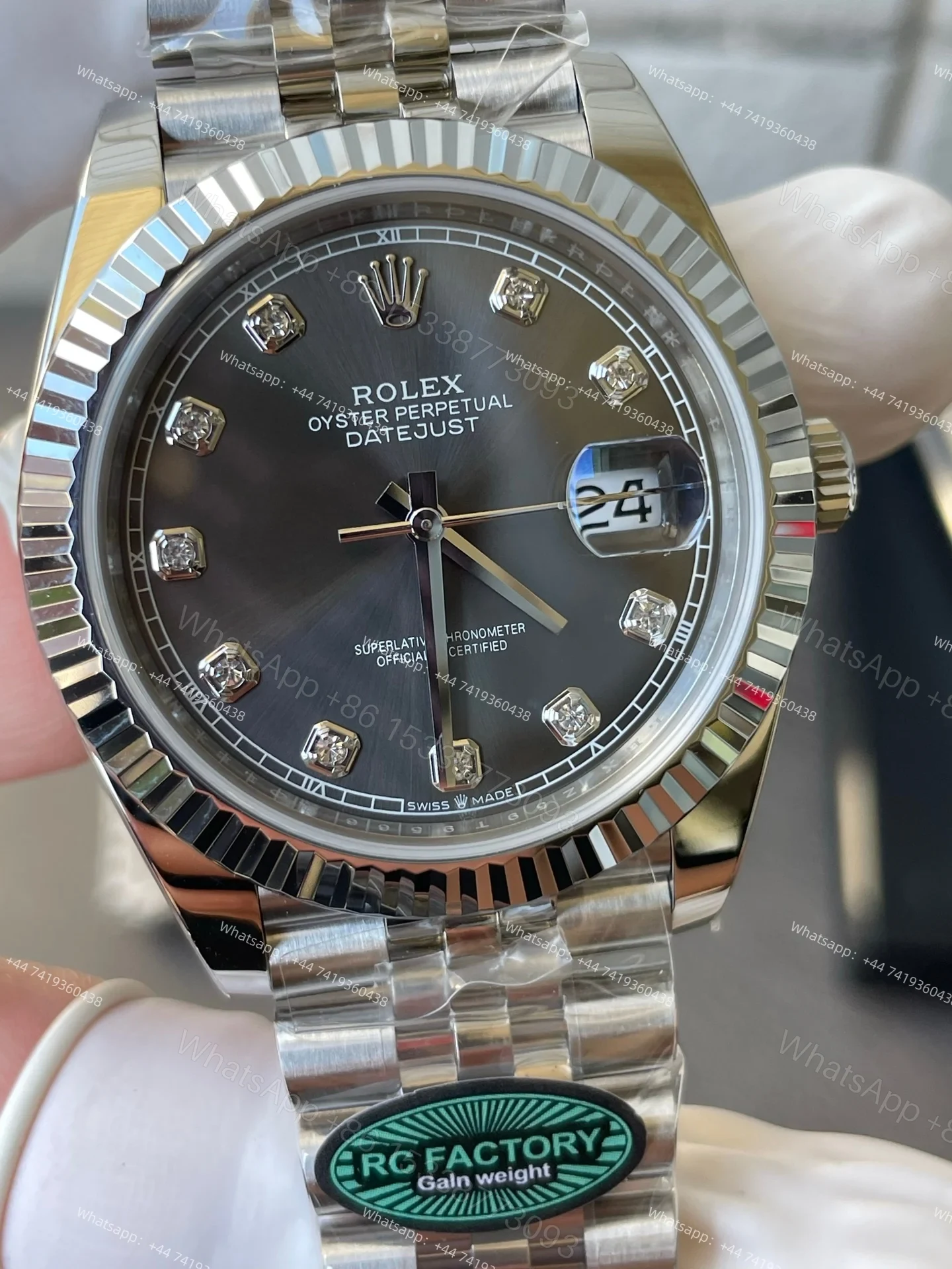 View 4 of Rolex Datejust M126334-0006 1:1 Replica Grey Diamond Dial Jubilee 41MM 3235 Movement Super Clone Watch