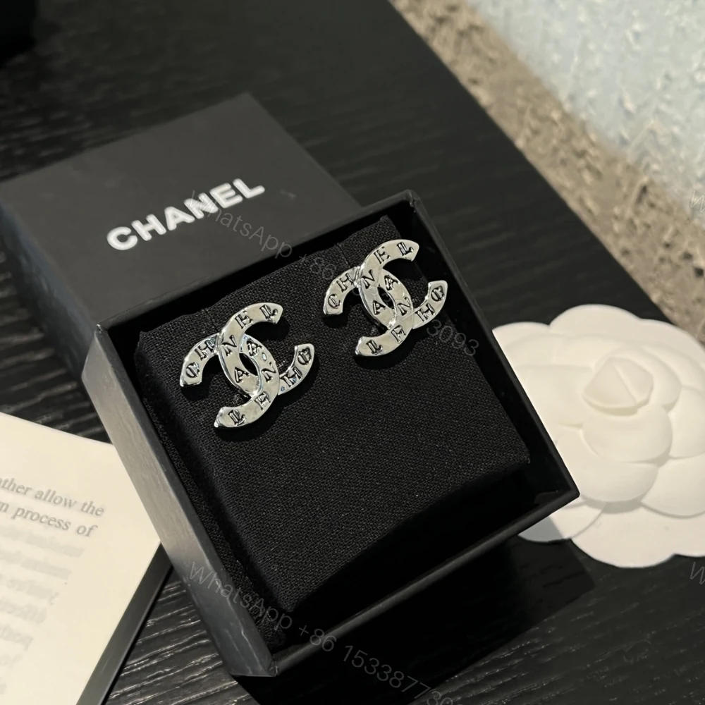View 5 of Chanel Cc Classic Logo Earrings Silver
