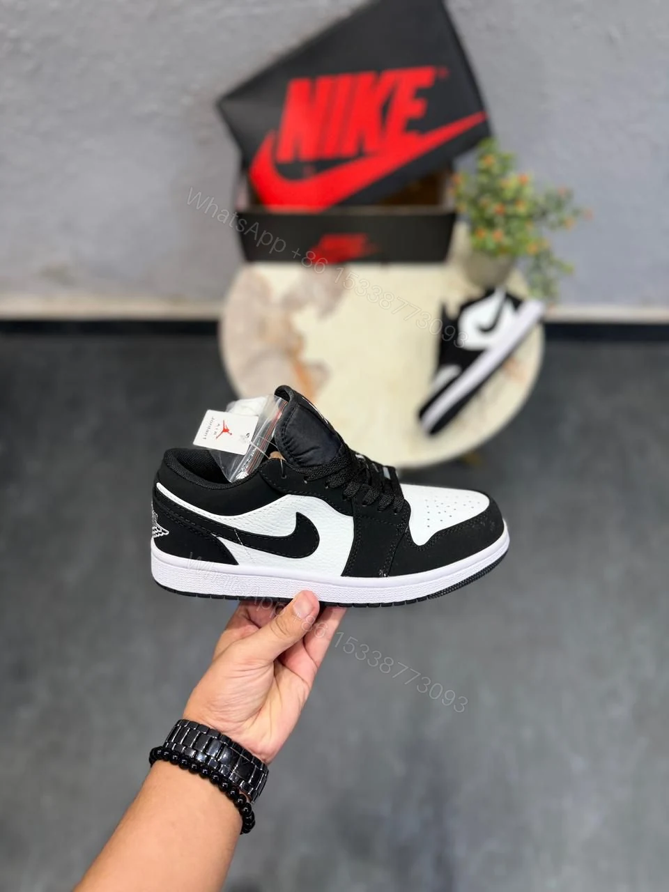 View 3 of FIRST COPY AIR JORDANS RETRO 1 LOW SUEDE PANDA SNEAKERS