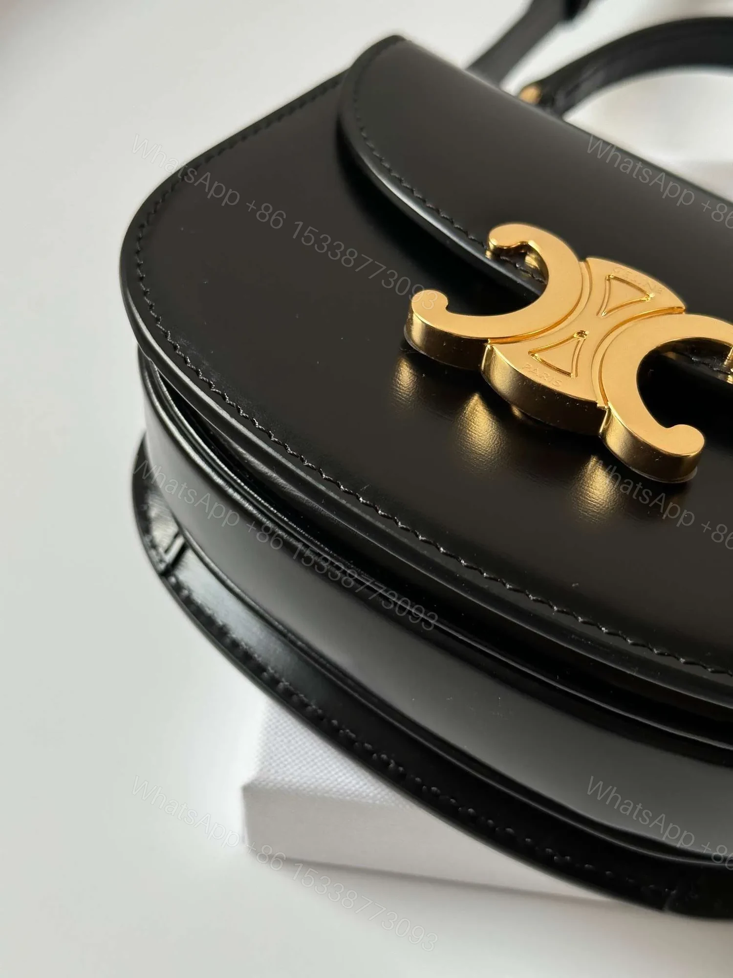 View 6 of Celine Mini Crossbody Black Leather Strap Gold Lock 15.5x11cm