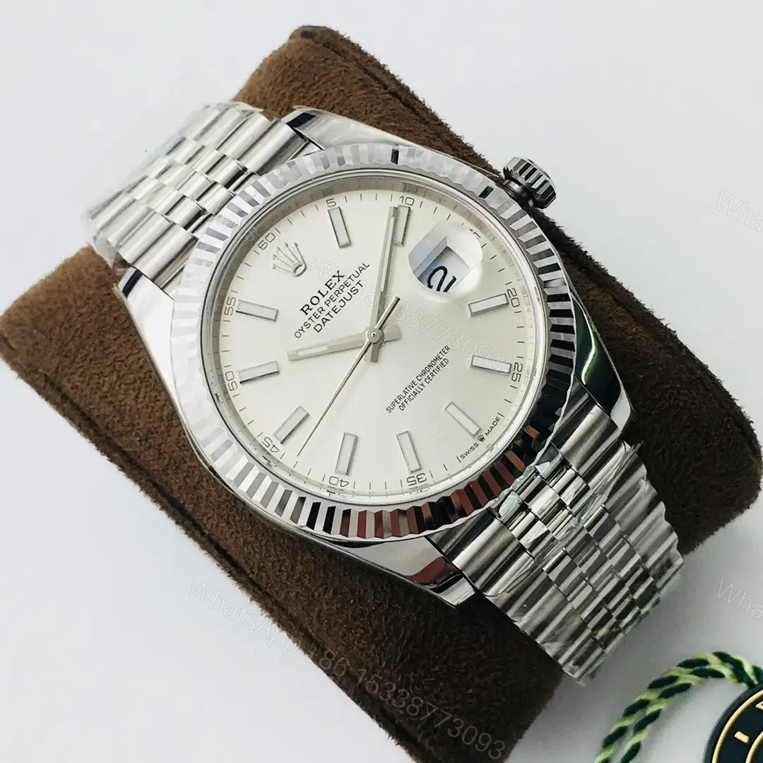 View 2 of Rolex Datejust 41 Stainless Steel Fluted Jubilee Silver Dial 126334-0004