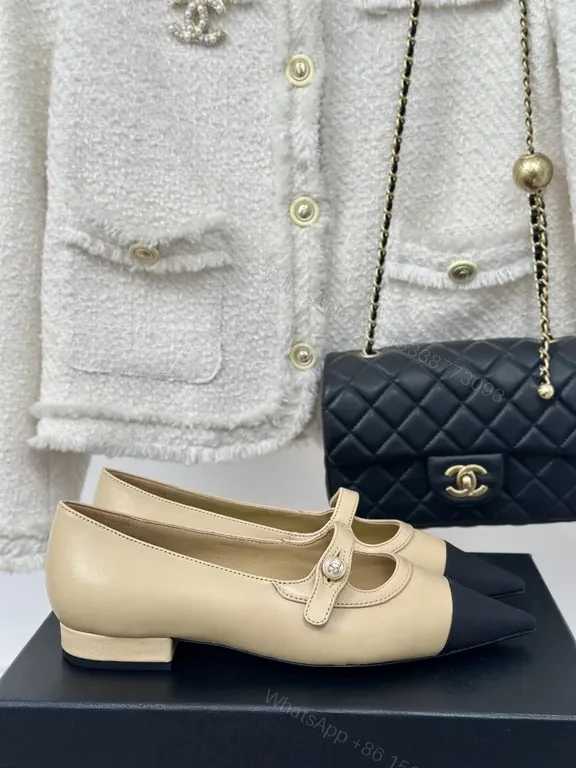 View 2 of Chanel Two-Tone Pointed-Toe Mary Jane Heels