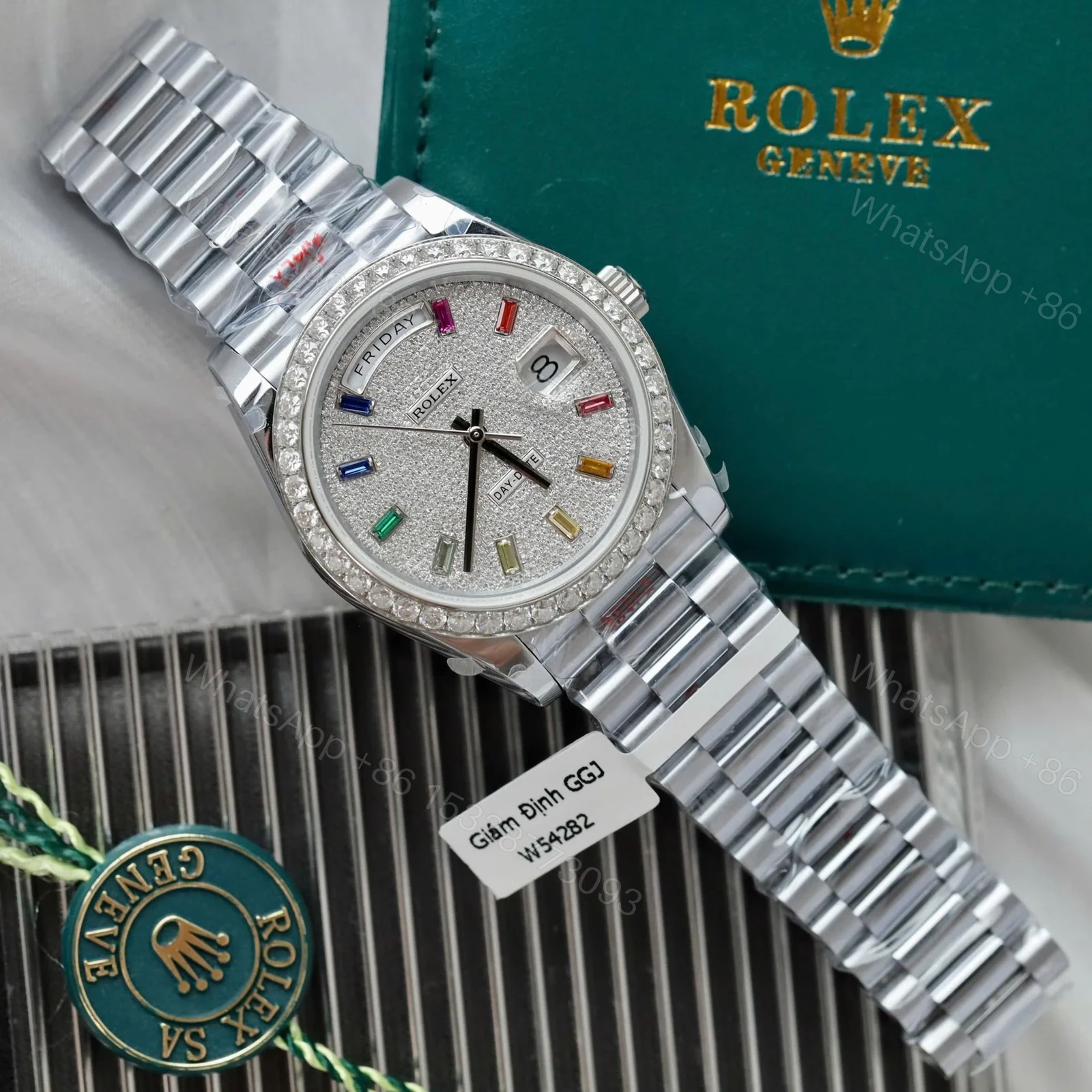 View 2 of Superclone Rolex Day-Date Diamond-Paved Dial 128399tbr-0005 36 mm