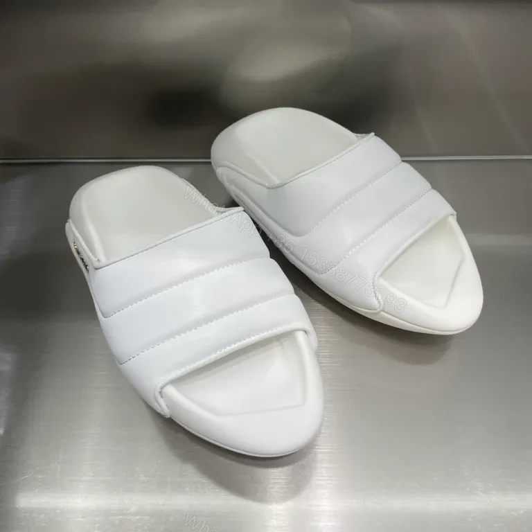 View 7 of White Balmain Leather Slides â€“ Contoured Comfort Slip-Ons