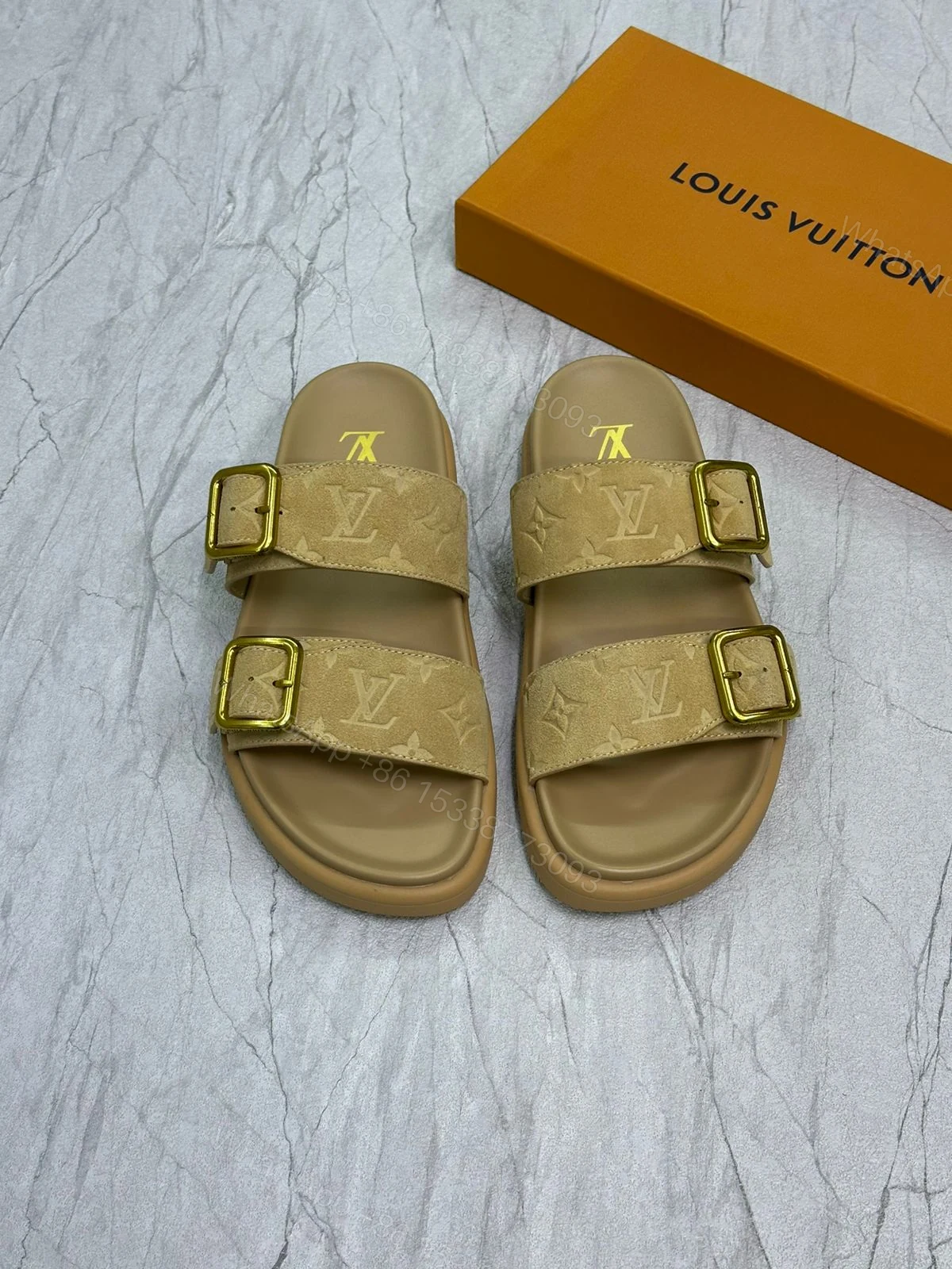 Louis Vuitton Beige Slippers Replica — view 1