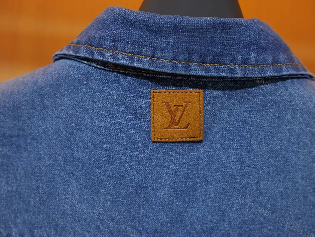 View 8 of Blue Denim Shirt Short Sleeves with Pocket Front Button-Up