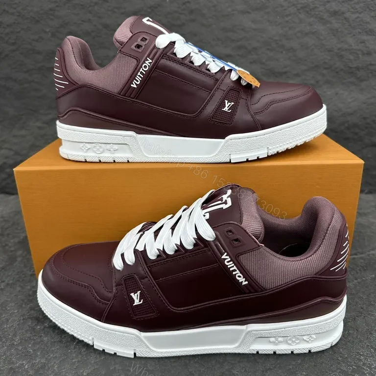 View 9 of Louis Vuitton-Inspired Burgundy Leather High-Tops â€“ Comfort-Driven Style
