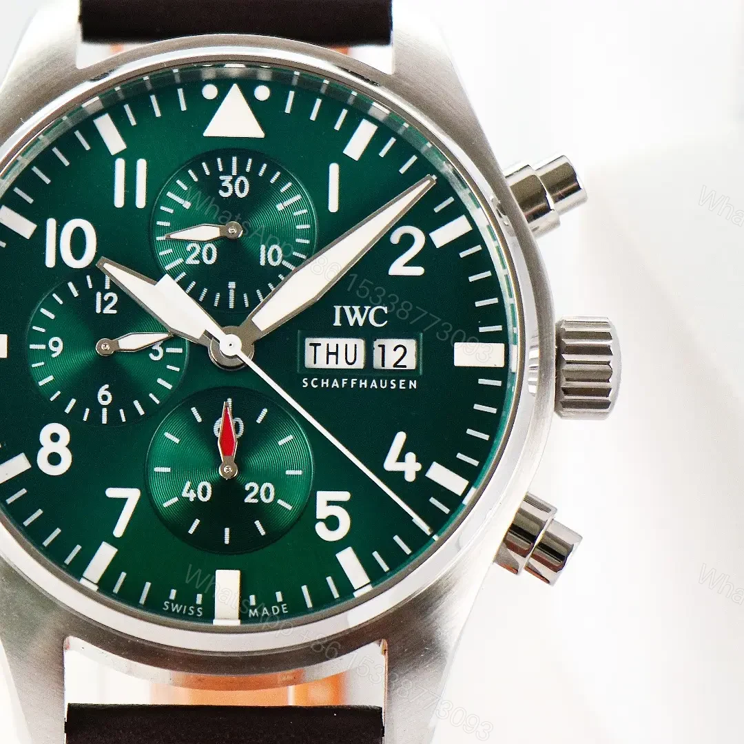 View 3 of IWC Pilot’s Watch Chronograph Stainless Steel / Green Dial IW3780-05
