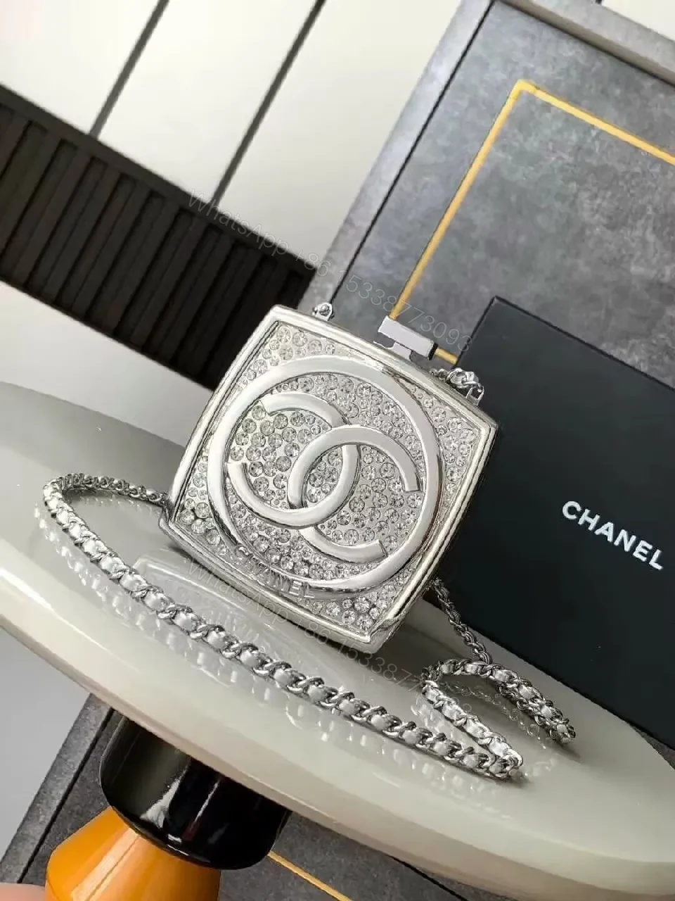 View 6 of Crystal-Embellished Mini Bag: Luxe Chain-Shoulder Style