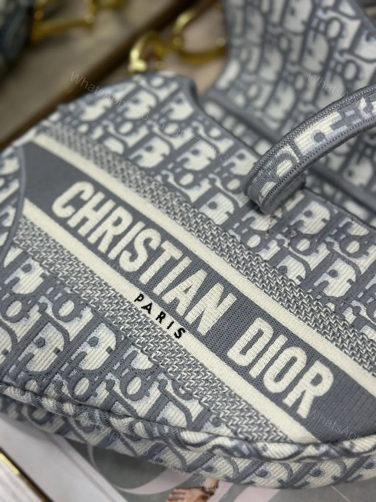 View 3 of Christian Dior Saddle Bag in grey Oblique embroidered