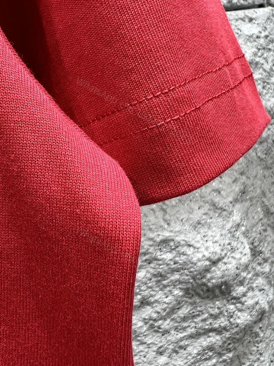 View 9 of Bold Red Jersey Tee: Subtle Logo, Casual Luxe Top