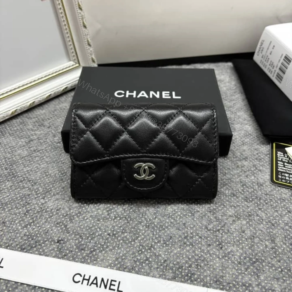View 2 of Chanel Classic Card Holder Quilted With Silver Hardware Black 11Cm AP0214 Y01480 C3906
