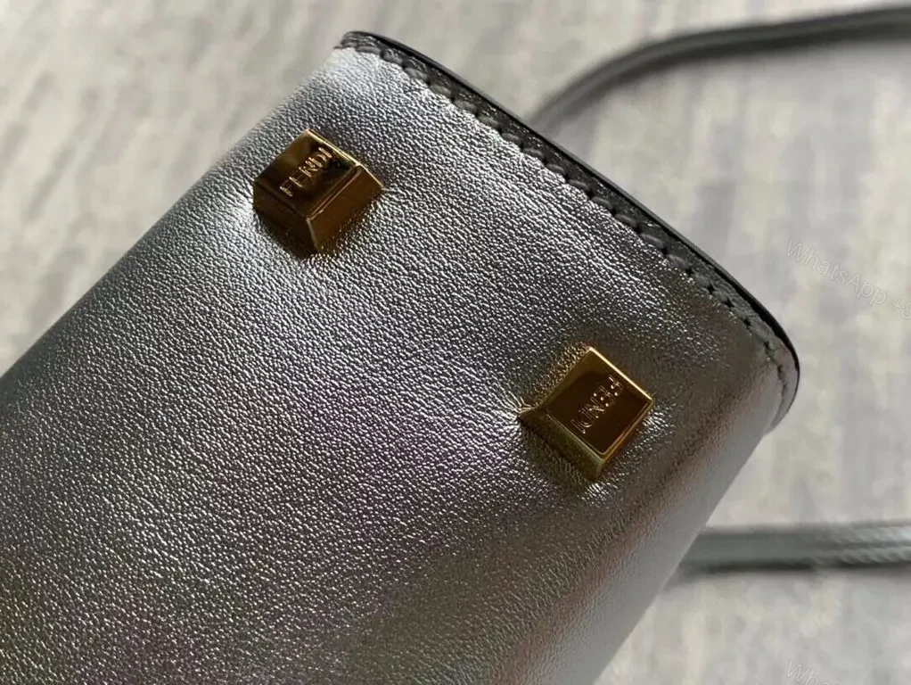 View 5 of Metallic Satchel with Tortoise Handle â€“ Fendi Roma Style Tote