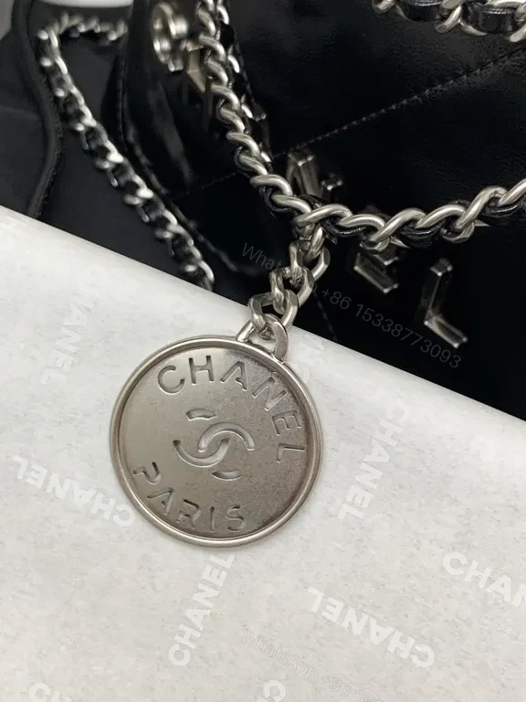 View 5 of Chanel-Inspired Chain-Handled Quilted Leather Bag
