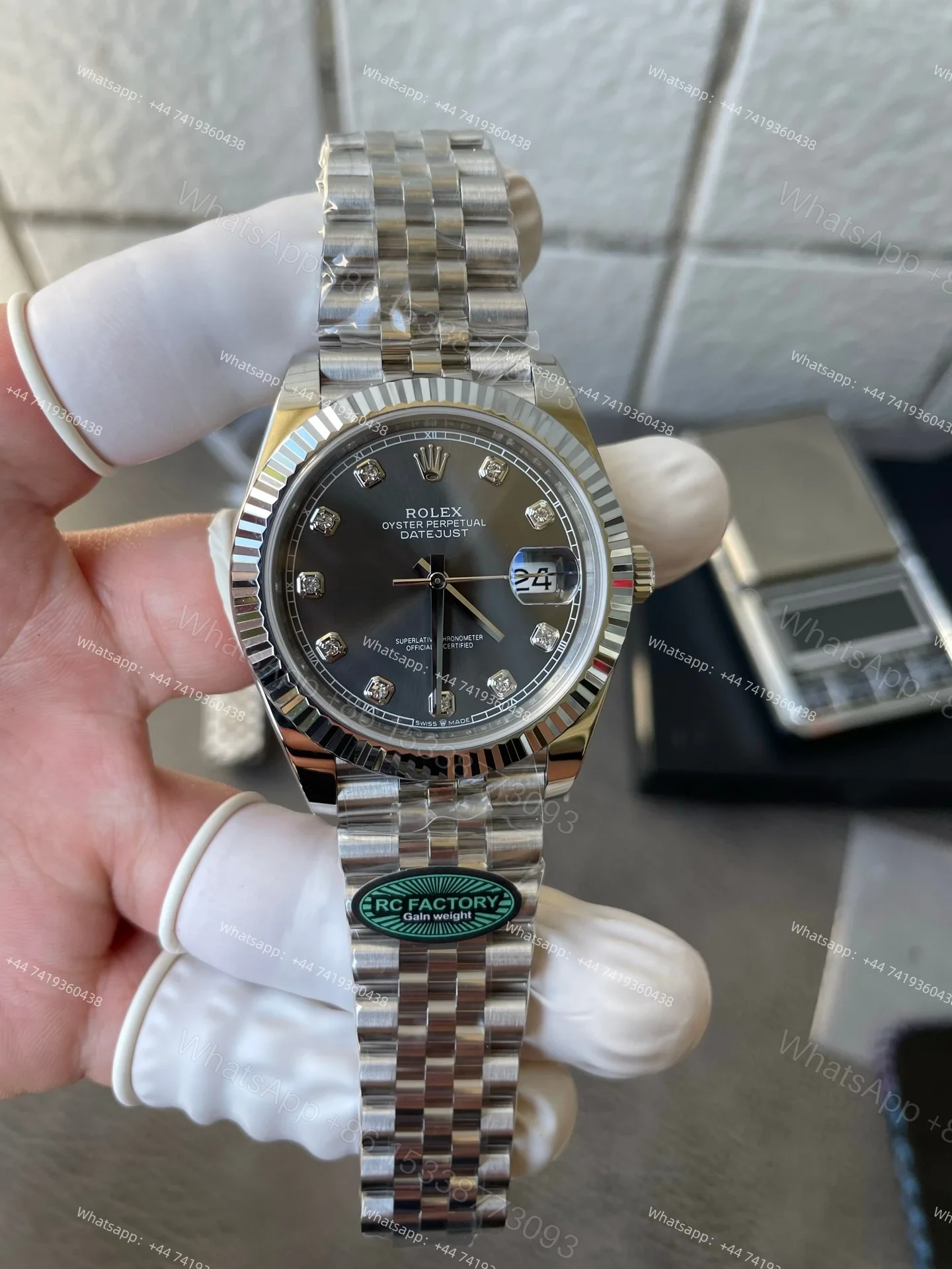 View 2 of Rolex Datejust M126334-0006 1:1 Replica Grey Diamond Dial Jubilee 41MM 3235 Movement Super Clone Watch