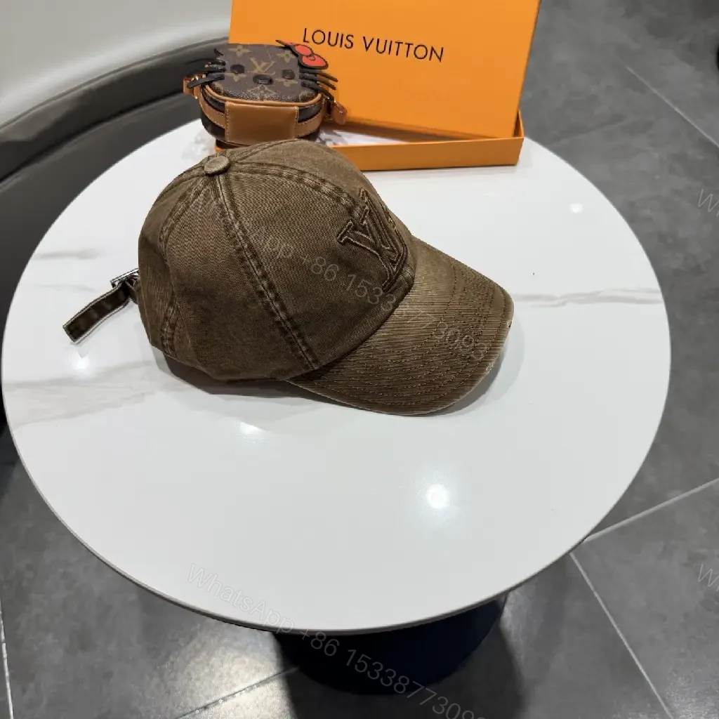 View 6 of Washed Brown Canvas Cap — Subtle LV Aesthetic, All-Day Comfort