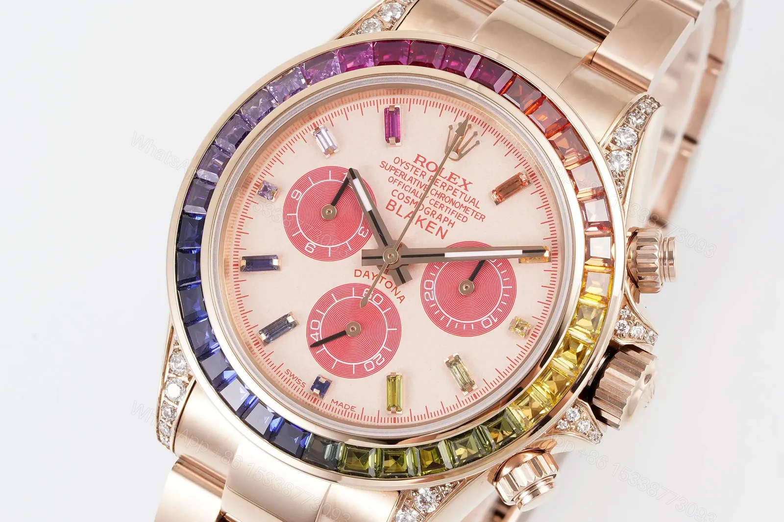 View 2 of Best Rolex Daytona Rainbow Rose Gold replica 40MM Oyster Bracelet Edition RG-DAYTONA-RAINBOW-ROSEGOLD-OYSTER-40