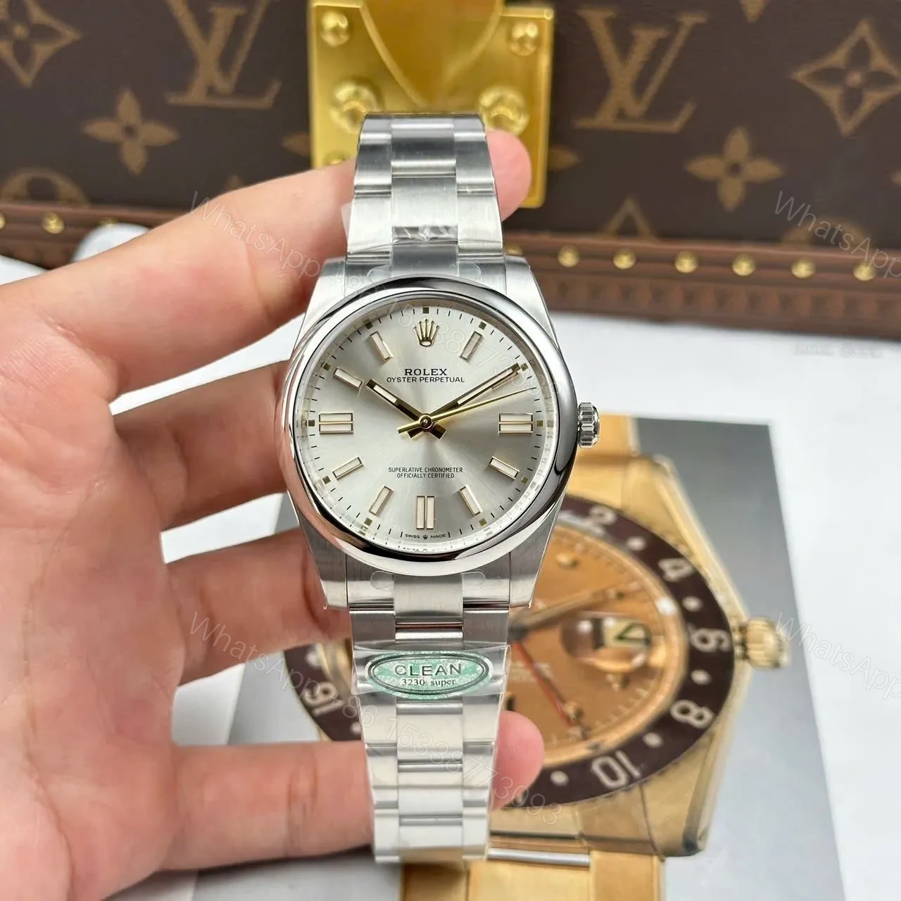View 2 of Replica Rolex Oyster Perpetual Lady Silver Dial 126000 36 mm