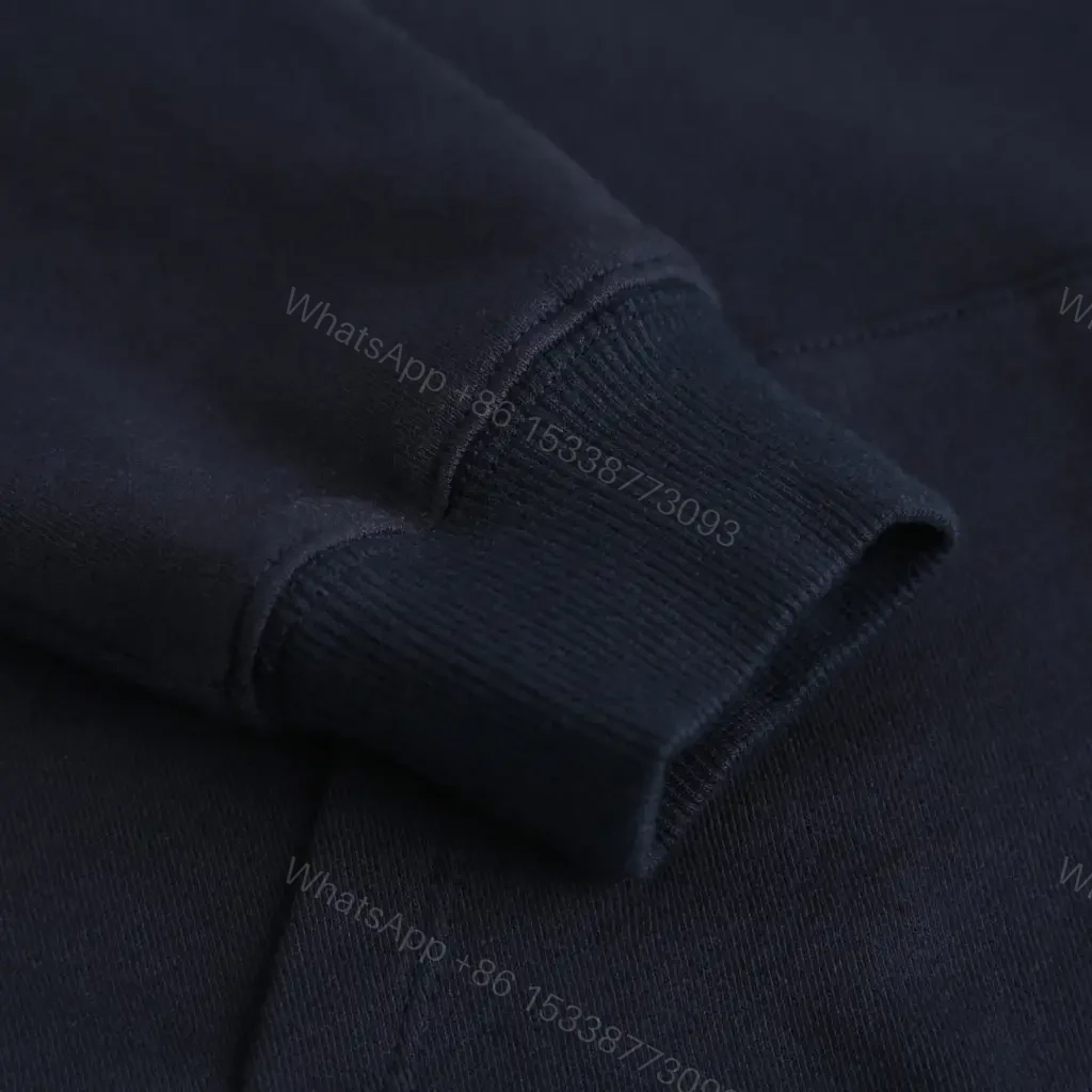 View 5 of Navy Fleece Hoodie: Floral Embroidered Luxe Zipless Style