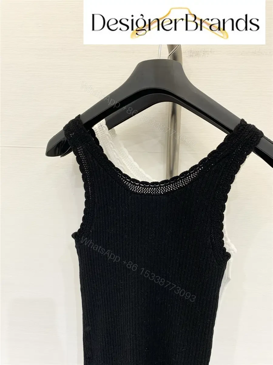 View 5 of Prada Black Ribbed Tank Top with Lace Trim